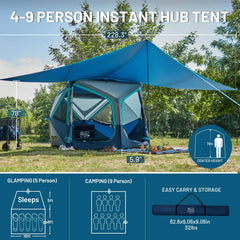 Timber Ridge waterproof rainfly secures dry camping in wet conditions.