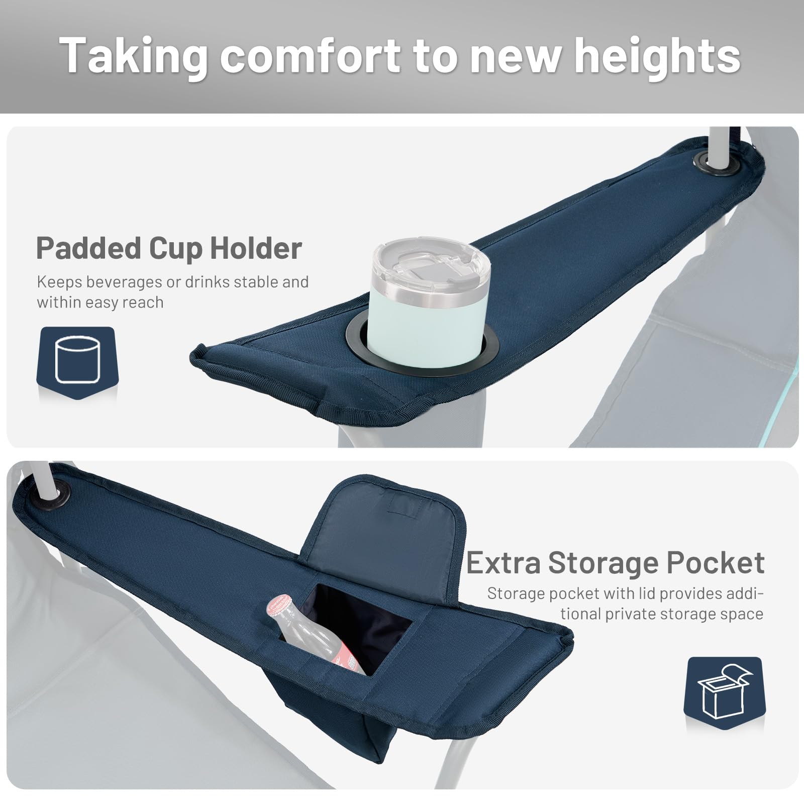 TIMBER RIDGE wide-seat and padded armrests image conveys spacious comfort for relaxing seating.