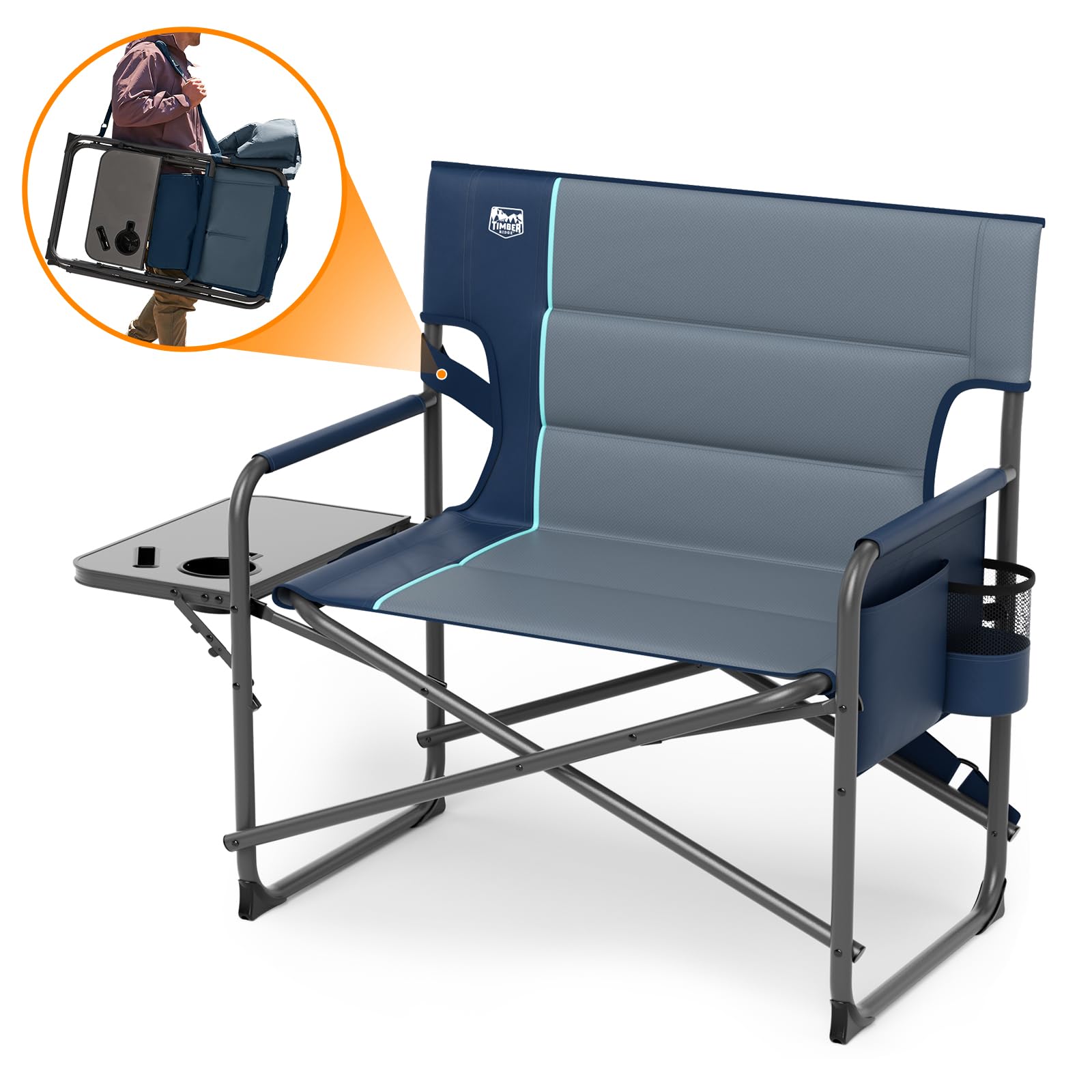 Timber Ridge XXL chair blue setup ready for outdoor use