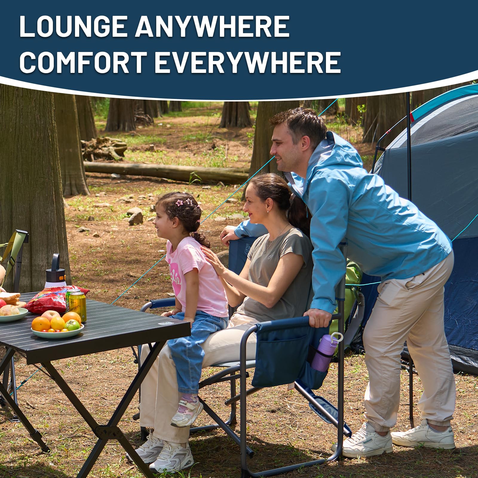 Timber Ridge XXL chair blue PVC-coated tubes resist weathering