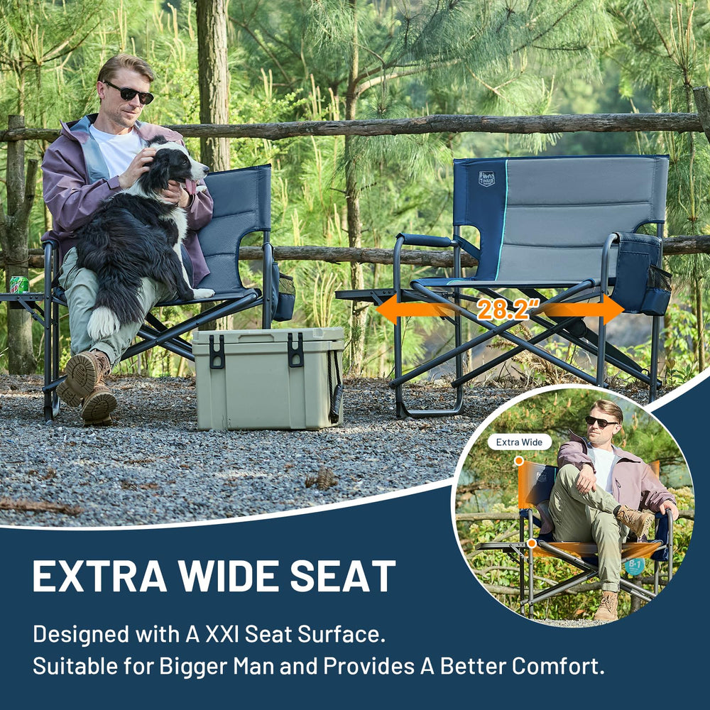 Timber Ridge XXL chair blue side pocket for storage outdoors