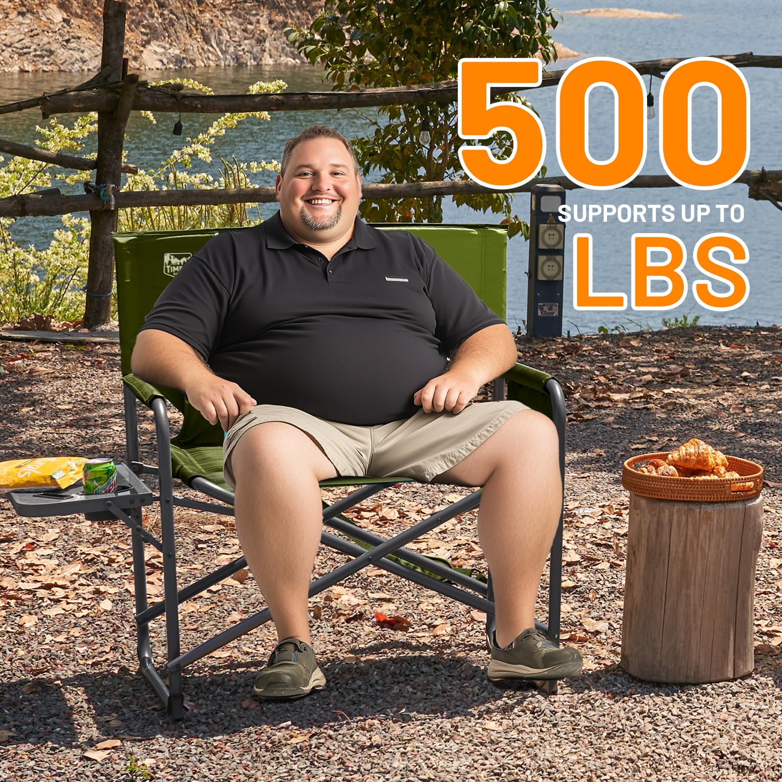 TIMBER RIDGE XXL folded chair for compact transport and storage
