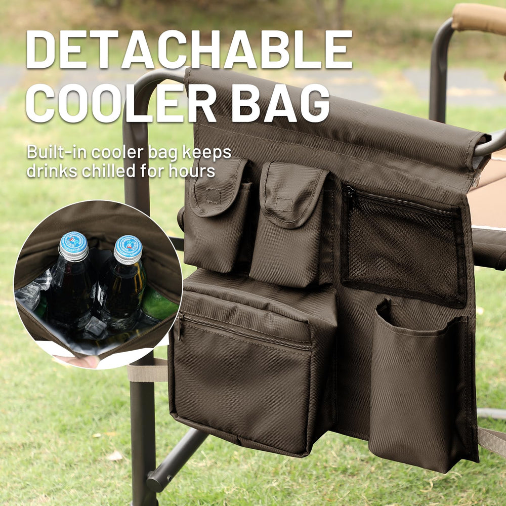 TIMBER RIDGE XXL director chair insulated pocket keeps drinks cold or hot.