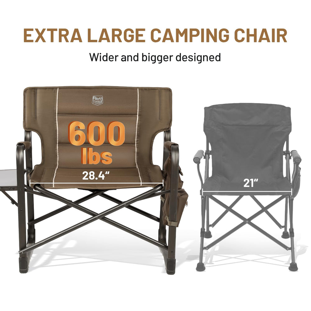 TIMBER RIDGE XXL director chair with cushioned armrests and headrest.