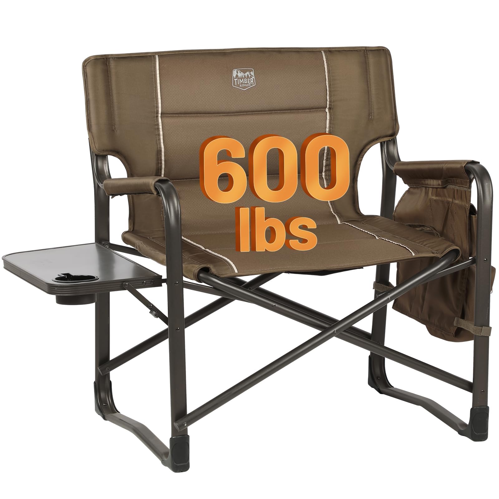 TIMBER RIDGE XXL director chair with side table for camping convenience.