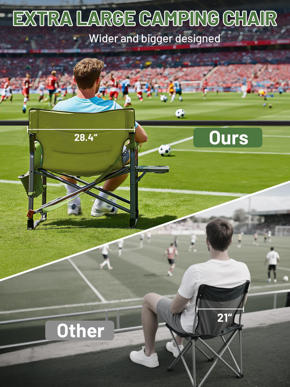 Timber Ridge XXL Directors Chair side-table showing convenient surface for drinks.