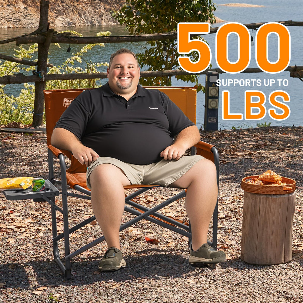 TIMBER RIDGE XXL directors chair heavy-duty steel frame for durability.