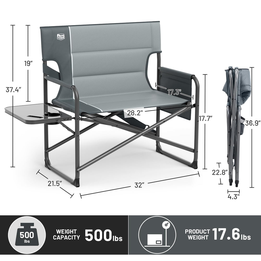 TIMBER RIDGE XXL foldable directors chair foam padding close-up emphasizes comfort during long sits