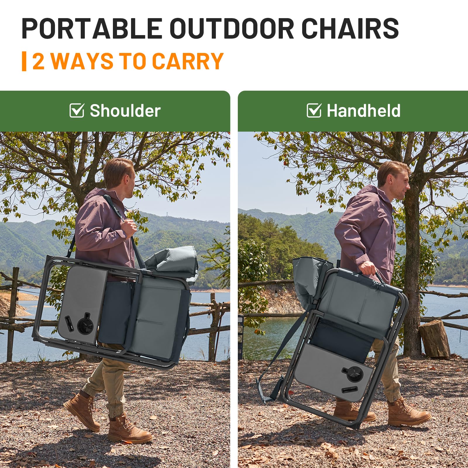 TIMBER RIDGE XXL foldable directors chair folded-compact demonstrates easy transport