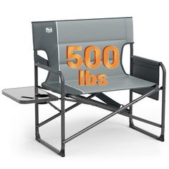 TIMBER RIDGE XXL foldable directors chair front view shows sturdy frame and wide seating