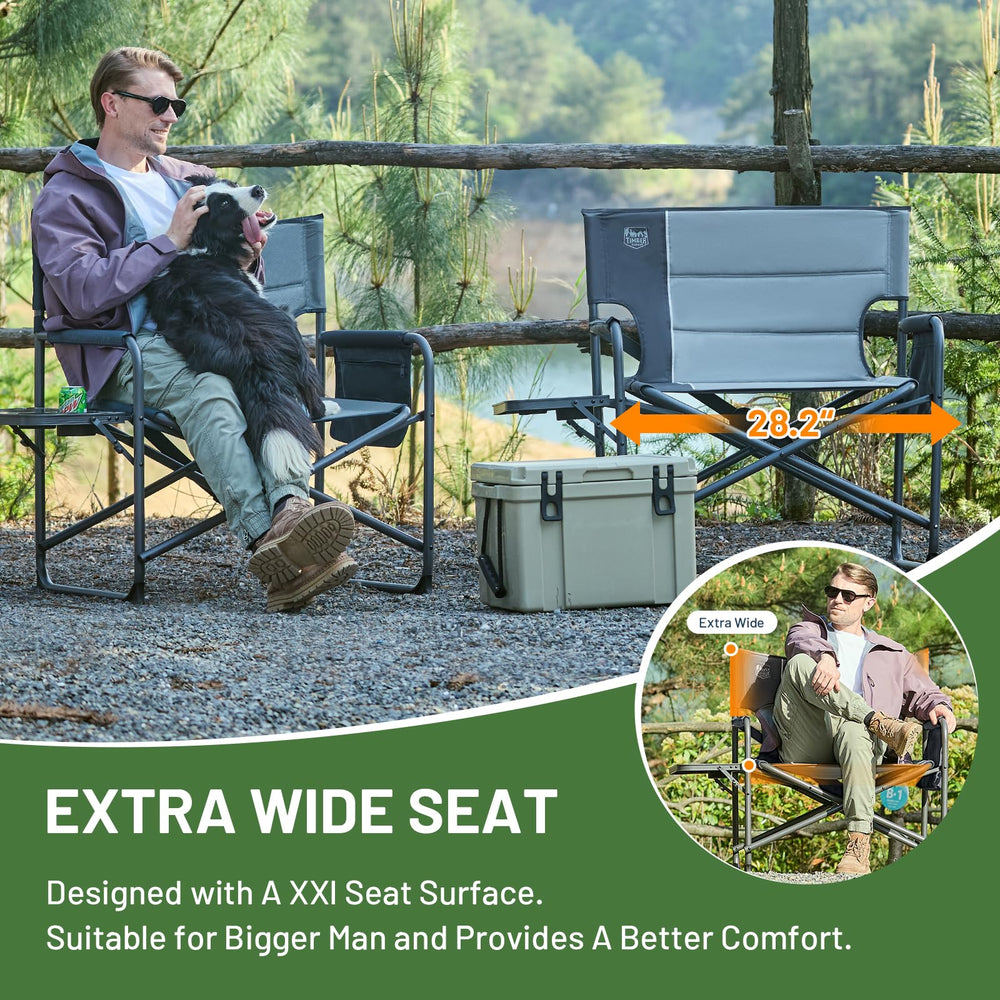 TIMBER RIDGE XXL foldable directors chair heavy-duty frame supports daily outdoor use