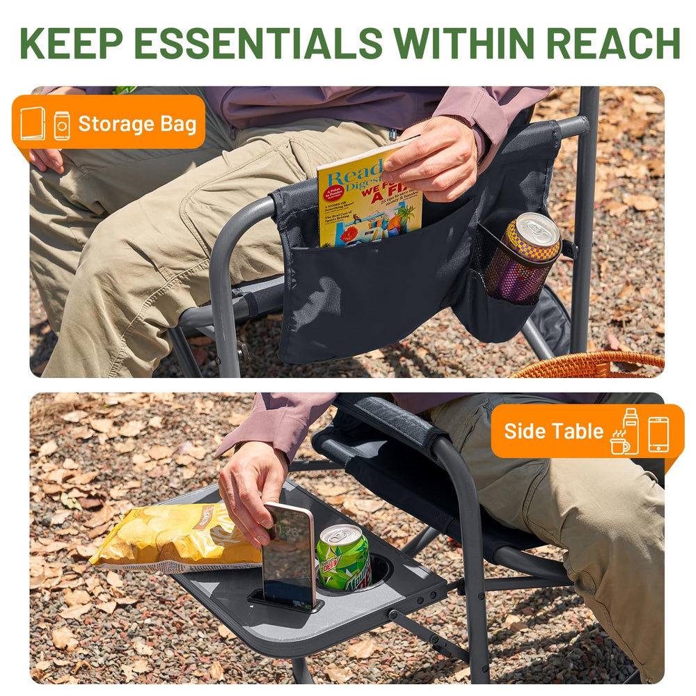 TIMBER RIDGE XXL foldable directors chair in outdoor setup ideal for camping
