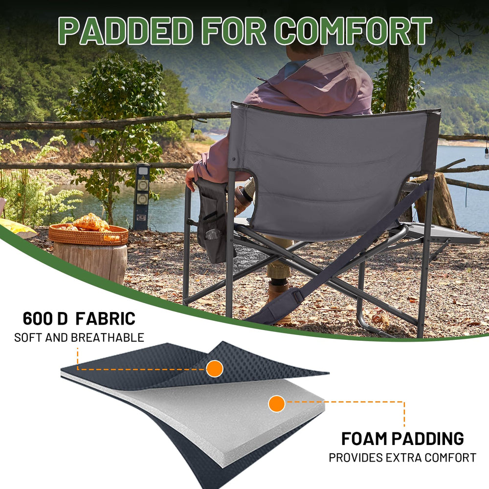 TIMBER RIDGE XXL foldable directors chair weather-resistant fabric in sunlight or rain