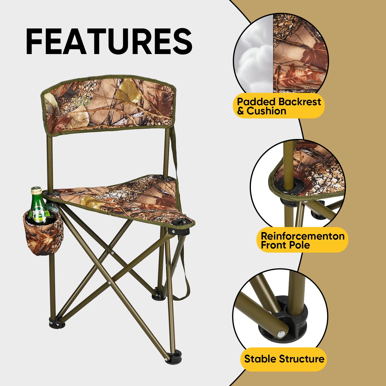 TIMBERHIDE lightweight 2-6 lb chair being carried on a trail
