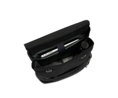 Timbuk2 Foundry interior organizer showing organized pockets for pens, phones, and keys.