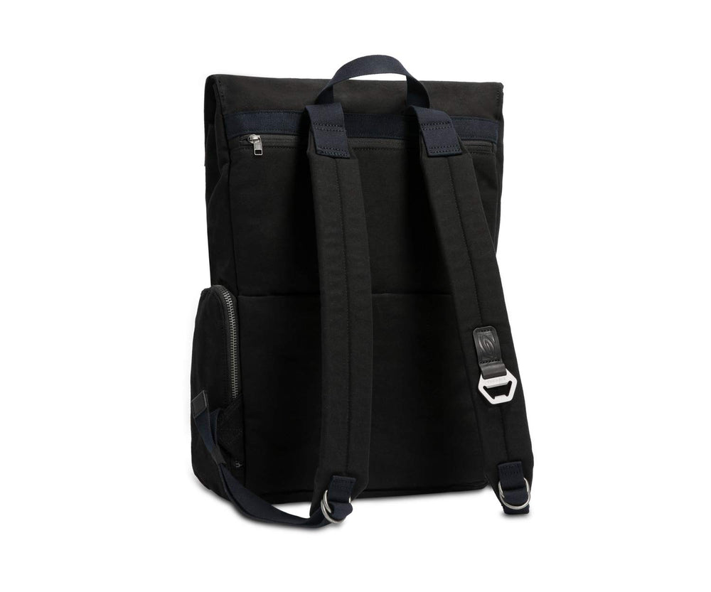 Timbuk2 Foundry magnetic closure detail enabling quick, secure access to the main compartment.