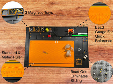 Tinfish Tackle Co magnetic hook trays keep hooks secure during tying tasks.