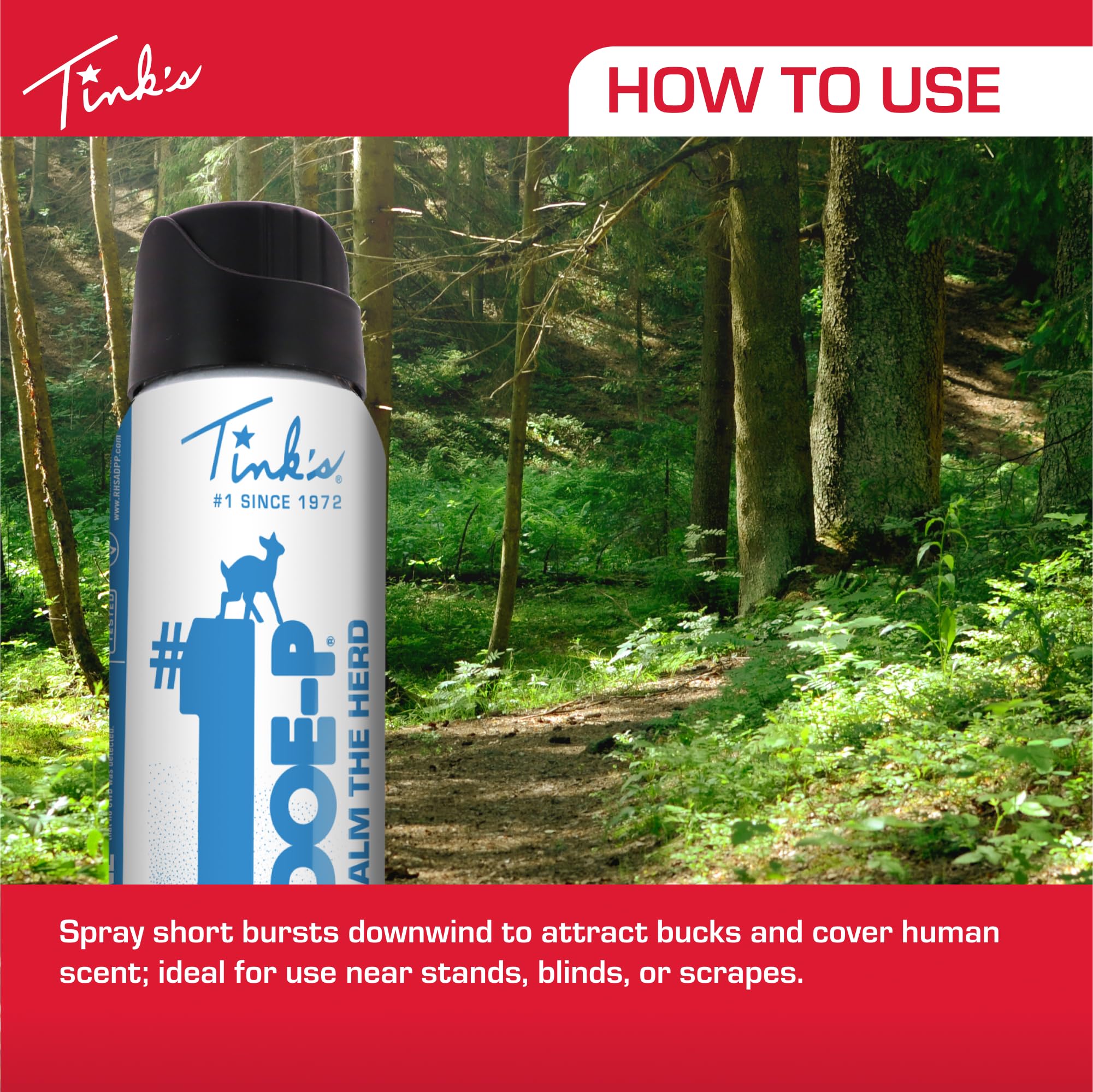 Compact 3 oz can of Doe-P for easy field carrying and quick reapplication.