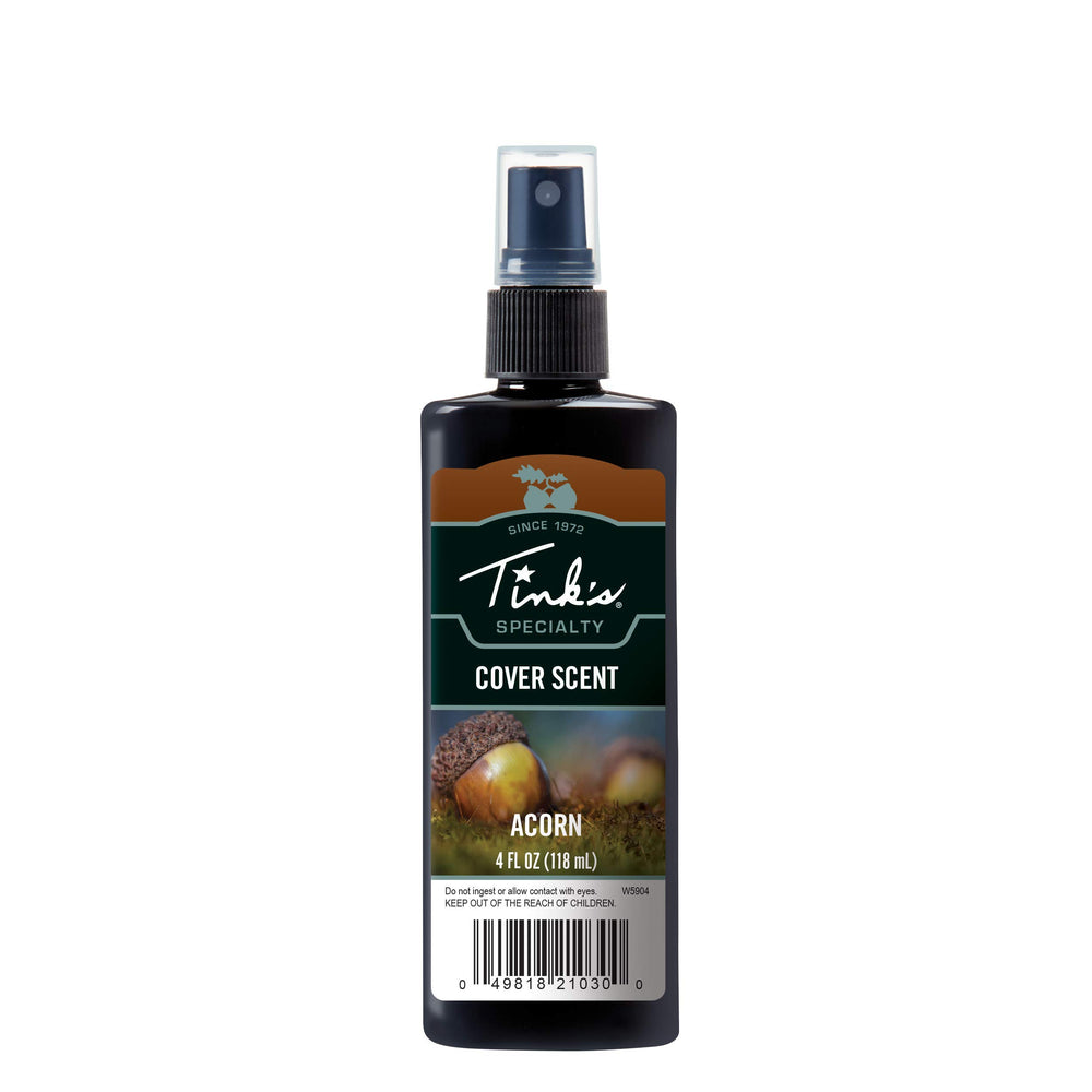 TINK'S Acorn Cover Scent Spray bottle shown for treestand odor control.