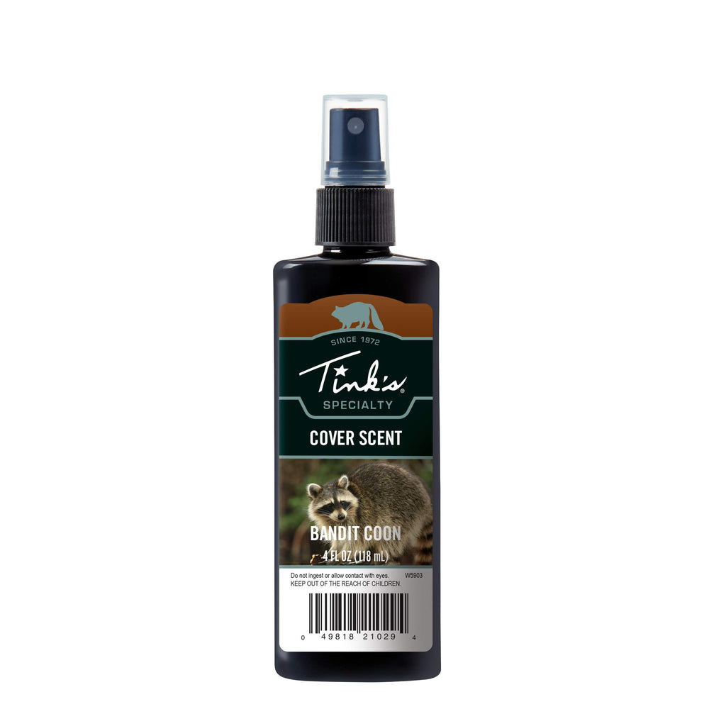 Tink's Bandit Coon Cover Scent bottle masks human odor for hunts.
