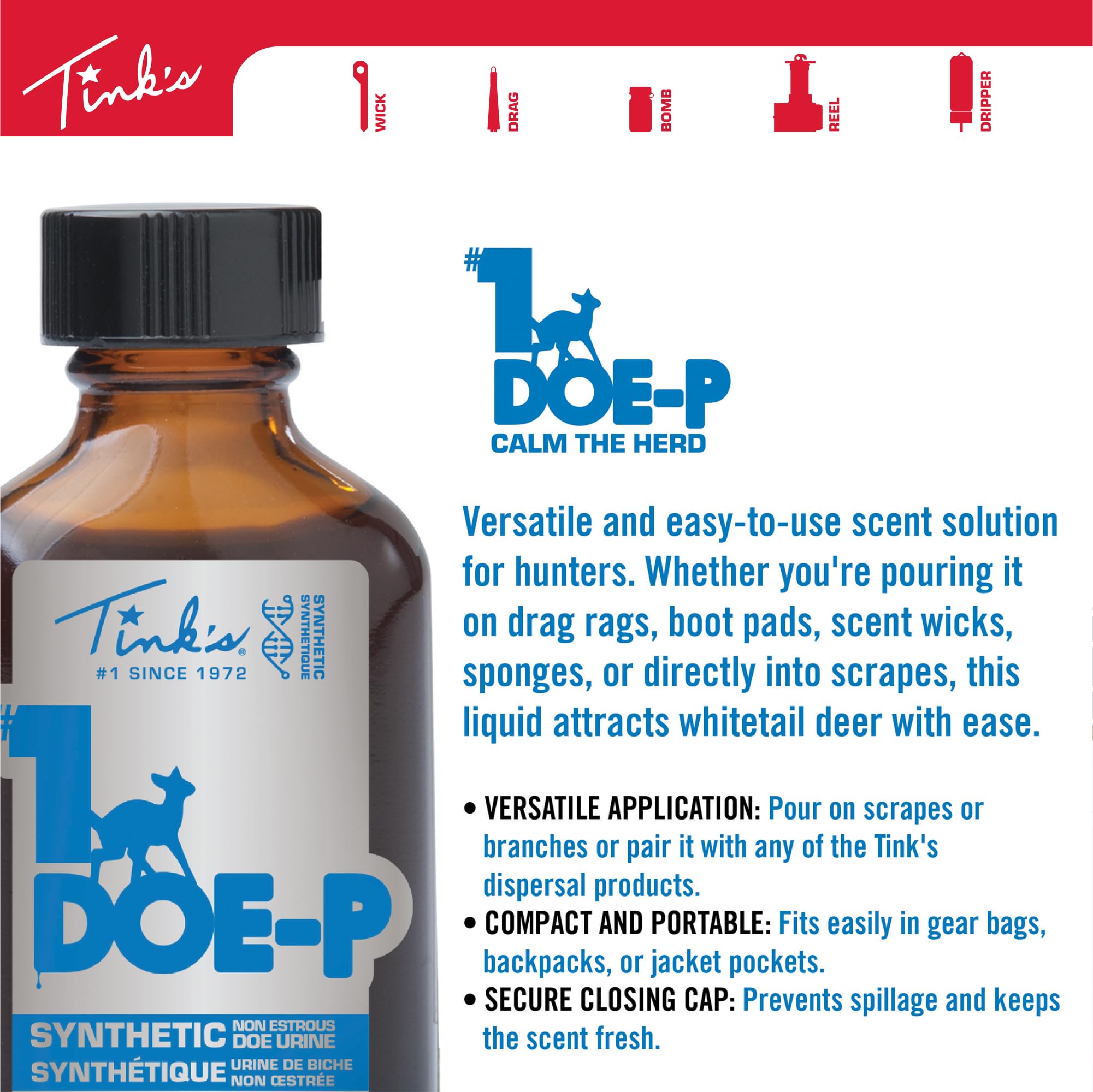 Tink's heritage graphic highlighting trusted deer scents since 1972.