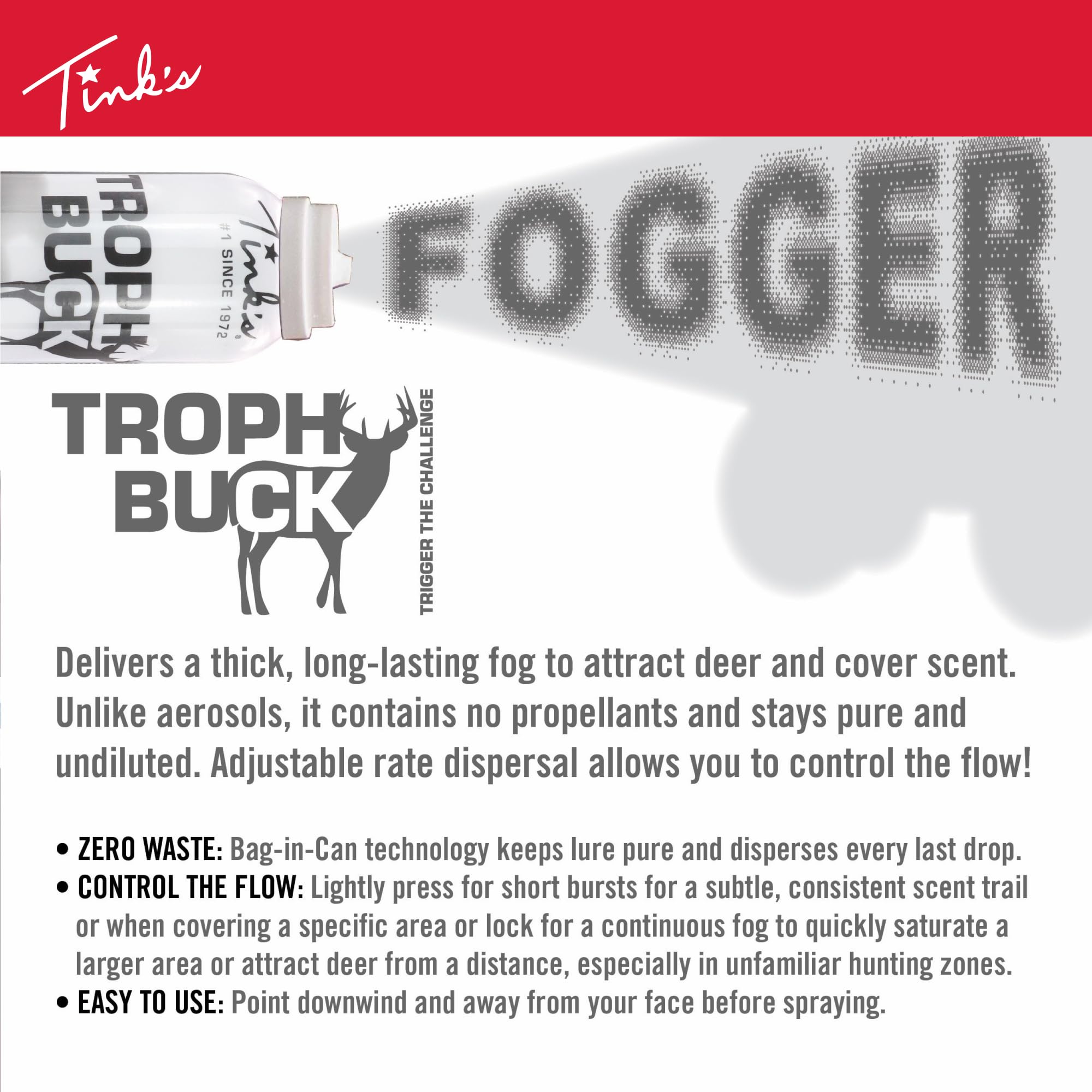 Storage and use guidelines for TINK'S Buck Fogger in cool, dry places