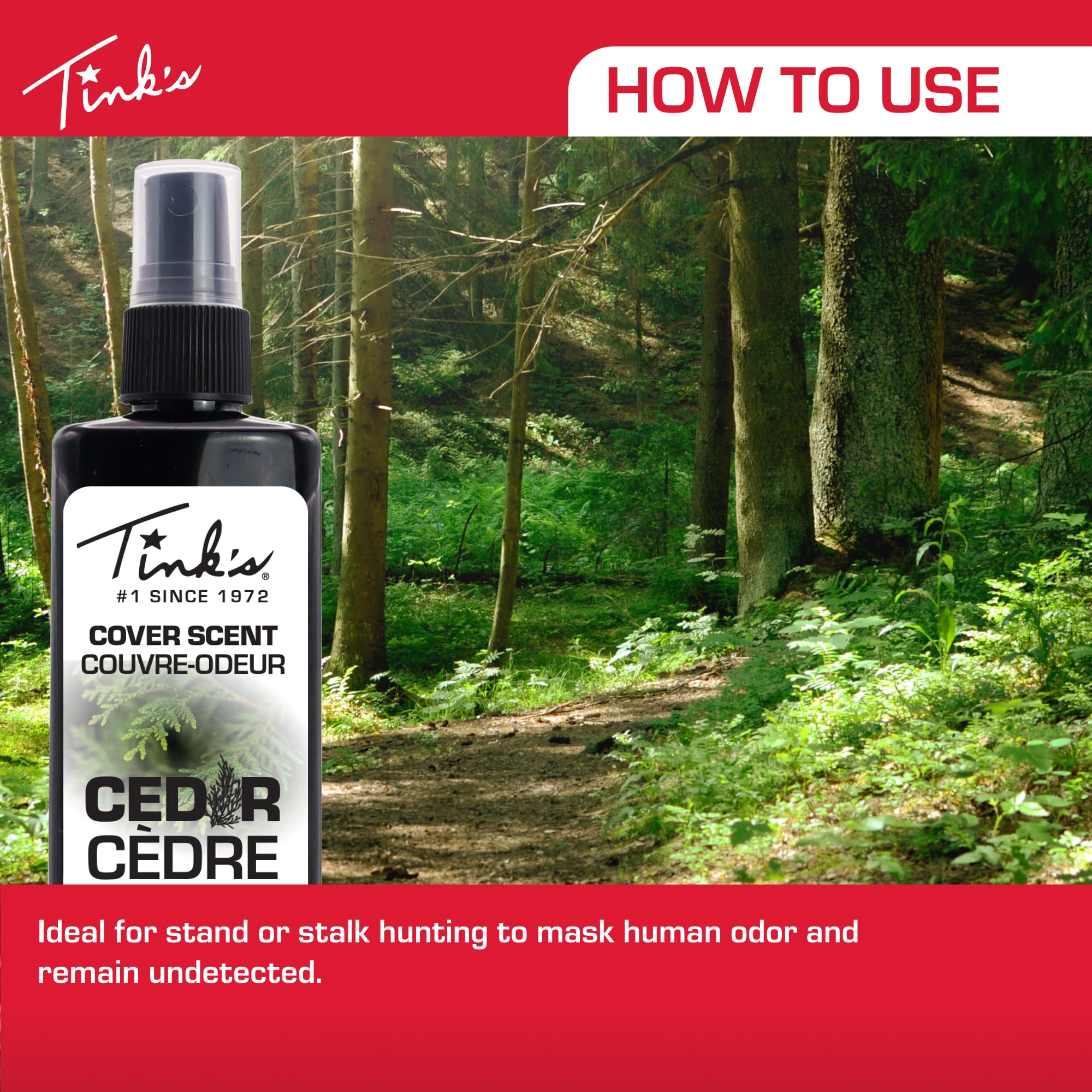 Tink's Cedar Cover Scent around mock scrapes for scent consistency.