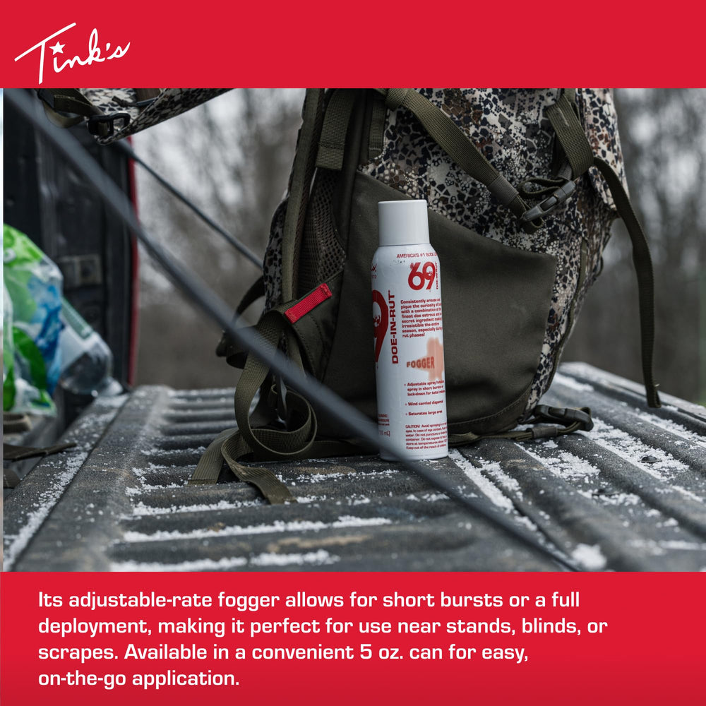 Tink's estrous urine dispersion creates a broad scent cloud to attract bucks at distance.