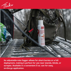 Tink's estrous urine dispersion creates a broad scent cloud to attract bucks at distance.