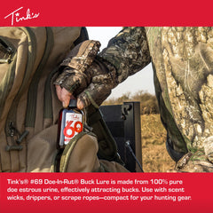 Tink's Doe-in-Rut scent-dispersion setup demonstrates versatile attractant deployment.