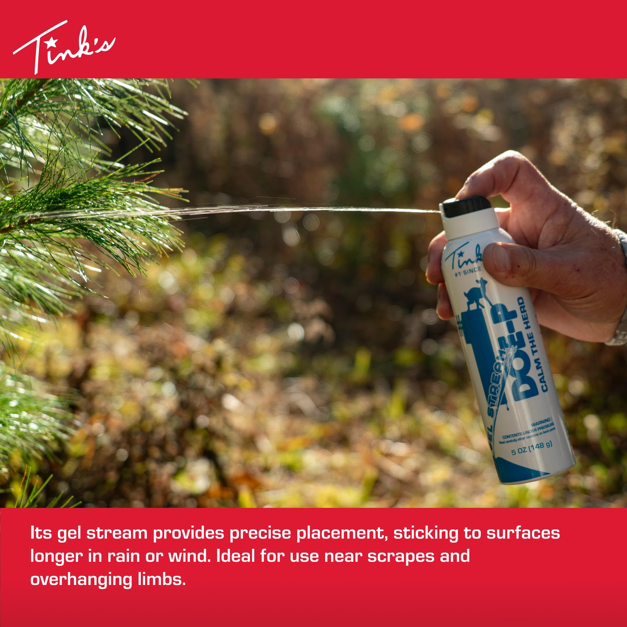 Close view of a 10-foot gel stream from Doe-P spray.