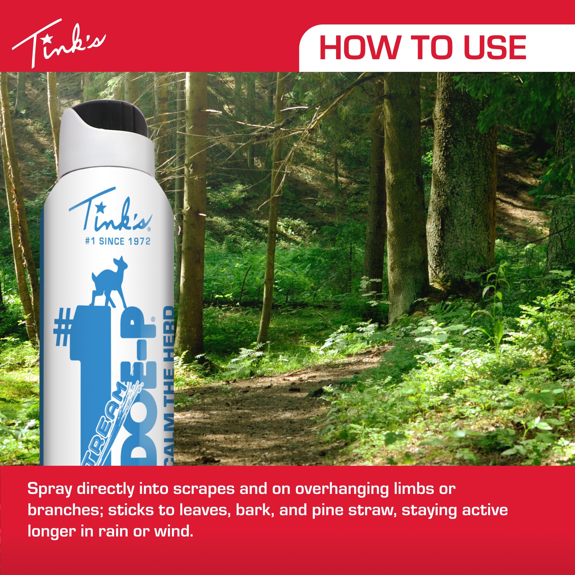 Doe-P gel sprayed on scrapes and overhanging branches.