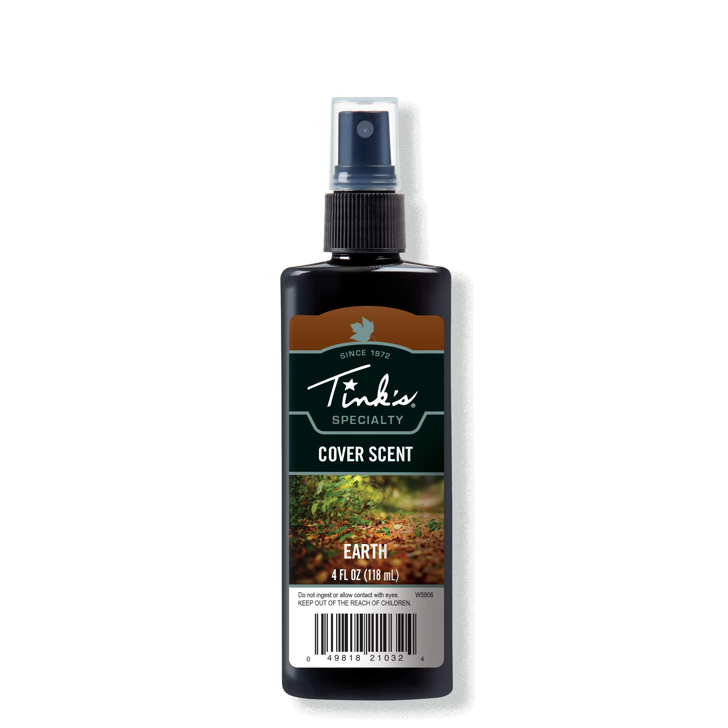 TINK'S Earth Cover Scent Spray bottle showing long-lasting odor control for hunting