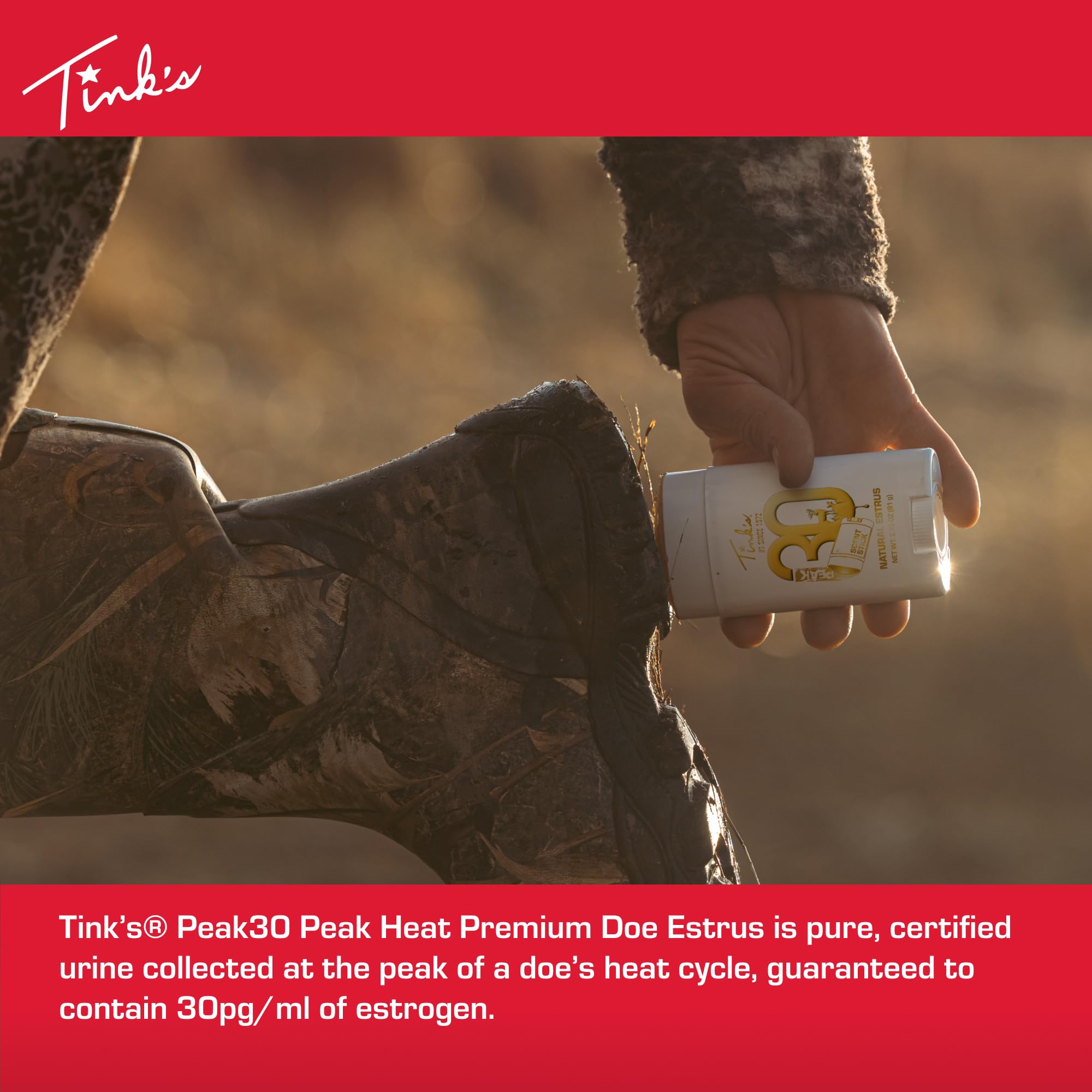 Tink's Peak30 dial-up wax formula shown for clean, mess-free application on gear.