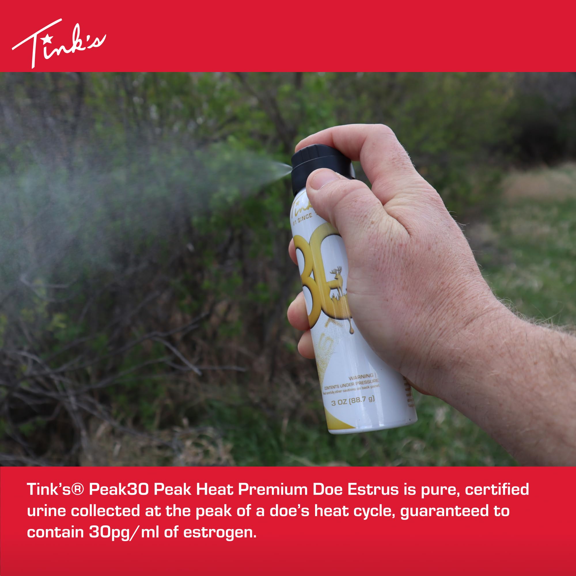 Tink's Peak30 mist dispersion showing even scent coverage