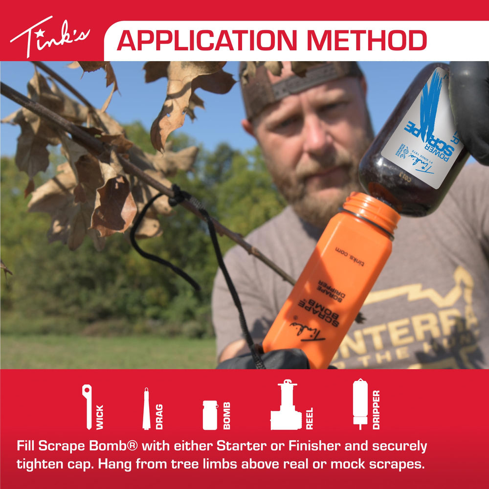 Tink's Power Scrape Finisher Bottle targets rut behavior with proven attractants.