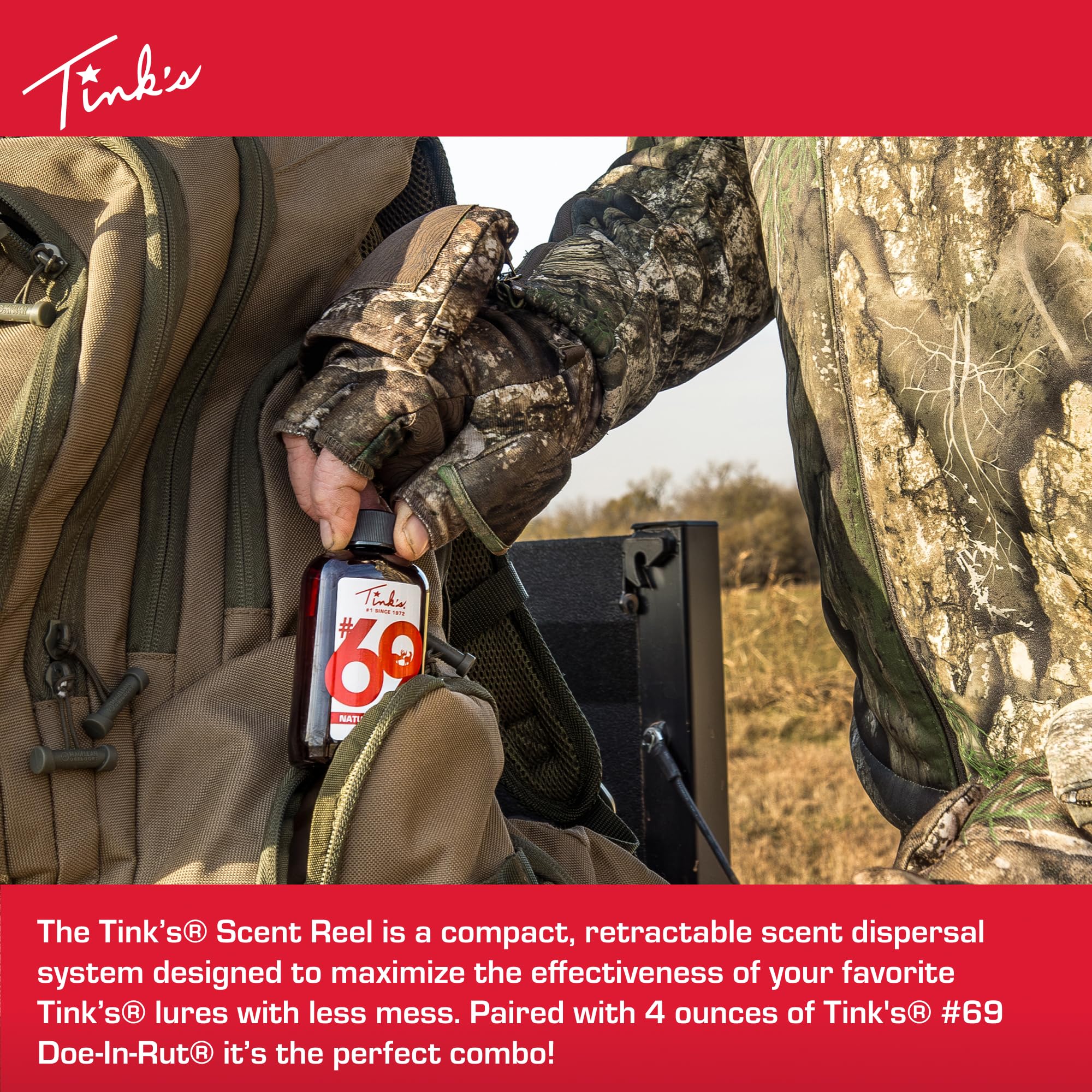 Tink's Scent Reel dispenser demonstrates compact, mess-free scent delivery for easy setup.