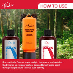 Tink's Scrape Bomb Dripper closeup shows a reliable lure for patterning scrapes.