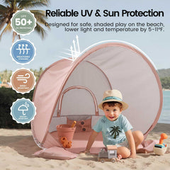 Tiny Land Baby Beach Tent features UV protective fabric shielding sun exposure