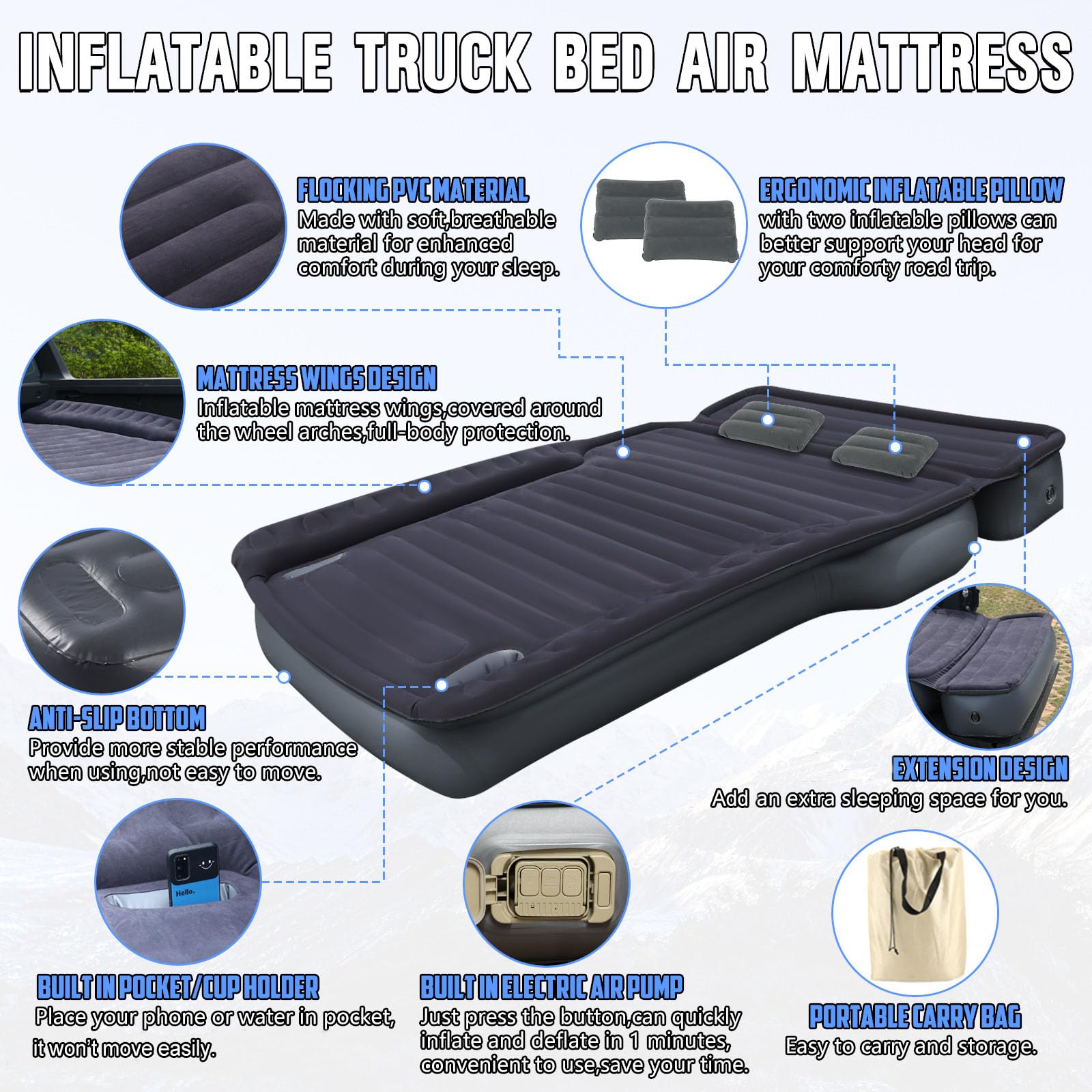 TIPHOPE built-in wireless pump inflates quickly and cord-free