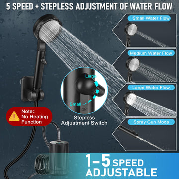 Tipkook IPX8 waterproof portable shower ready for outdoor use.