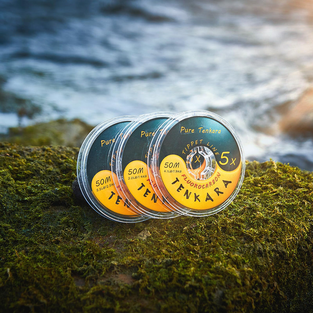 Fluorocarbon tenkara tippet showing high tensile strength and abrasion resistance