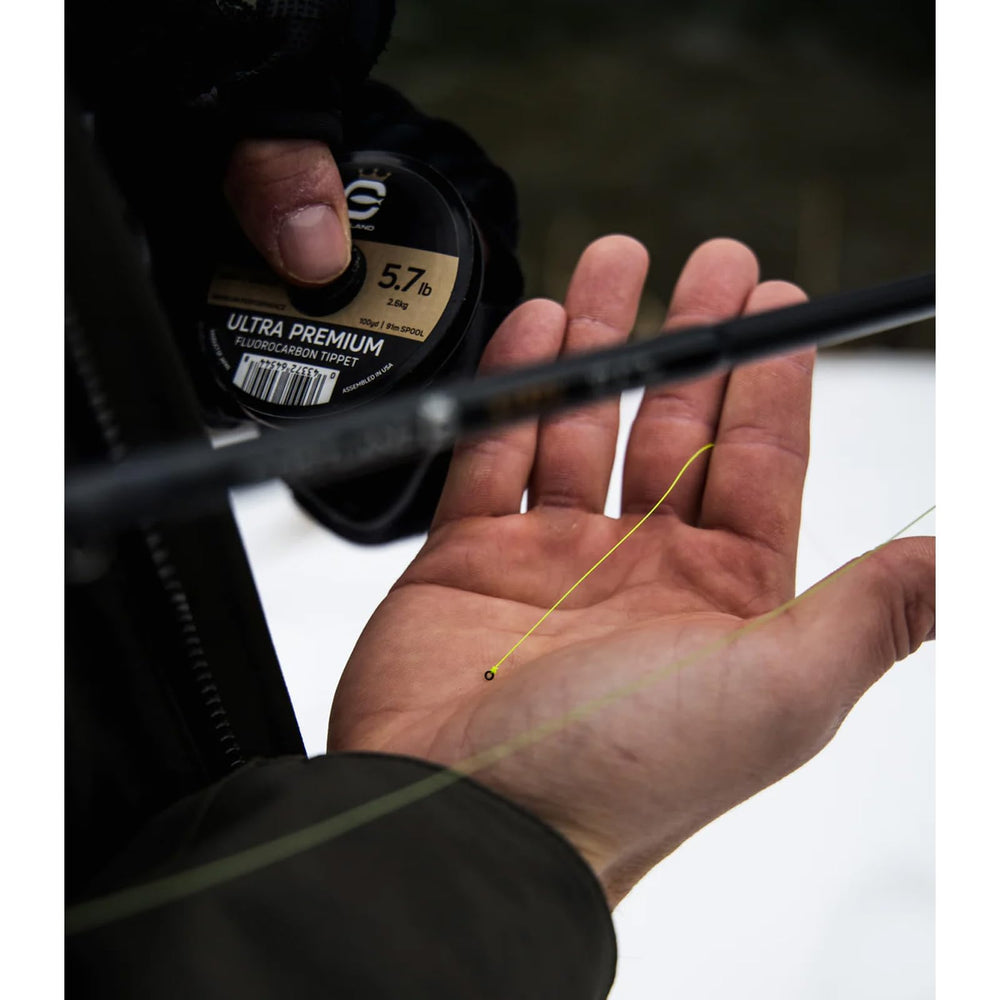 Close-up of stainless steel tippet rings with nickel black finish