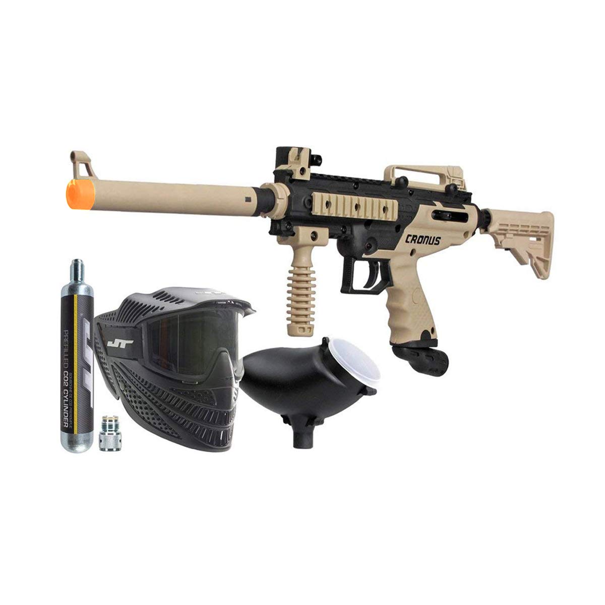 Tippmann Cronus Combat Powerpack all-in-one marker kit in tan for field-ready gameplay.