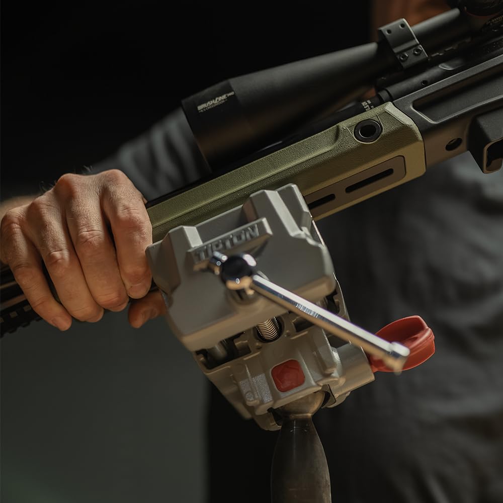 Tipton Best Gun Vise 360 shown with portable C-clamp mounting option