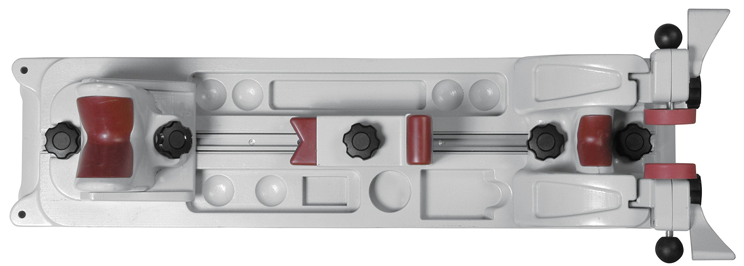 Close-up of durable non-marring polymer jaws