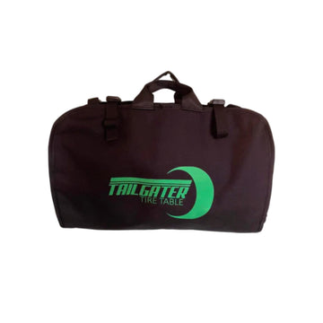 Tire Table black outdoor organizer in use at campsite enhances setup efficiency