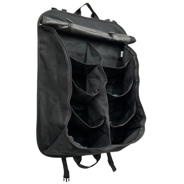 Tire Table camp organizer hanging bag closed, keeps gear tidy during travel
