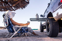 Tire Table Medium Steel mounted on tire installation showing tool-free setup