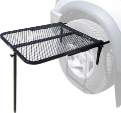 Tire Table Medium Steel top view attached to tire for portable outdoor workspace